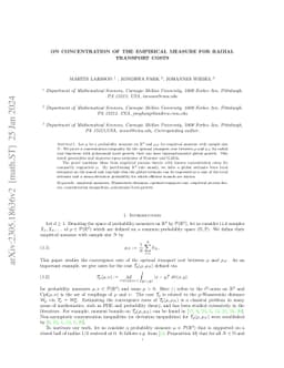 On concentration of the empirical measure for radial transport costs