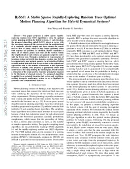 HySST: A Stable Sparse Rapidly-Exploring Random Trees Optimal Motion
  Planning Algorithm for Hybrid Dynamical Systems