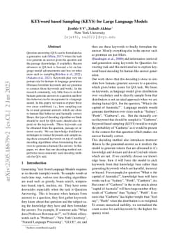 KEYword based Sampling (KEYS) for Large Language Models