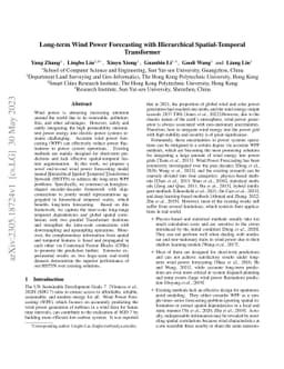 Long-term Wind Power Forecasting with Hierarchical Spatial-Temporal
  Transformer