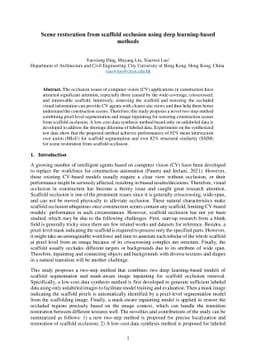 Scene restoration from scaffold occlusion using deep learning-based
  methods