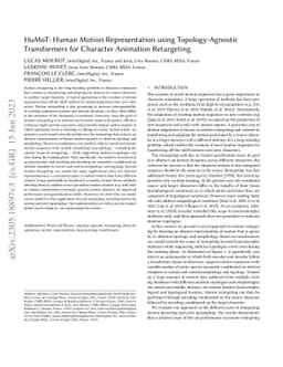 HuMoT: Human Motion Representation using Topology-Agnostic Transformers
  for Character Animation Retargeting