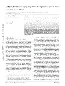 Multitask learning for recognizing stress and depression in social media