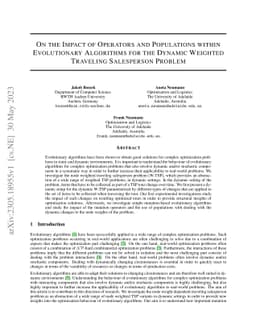 On the Impact of Operators and Populations within Evolutionary
  Algorithms for the Dynamic Weighted Traveling Salesperson Problem