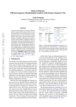 Back to Patterns: Efficient Japanese Morphological Analysis with
  Feature-Sequence Trie
