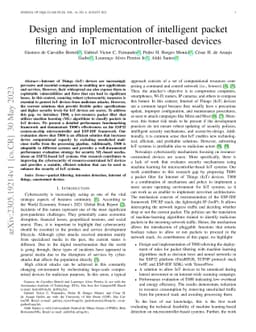 Design and implementation of intelligent packet filtering in IoT
  microcontroller-based devices