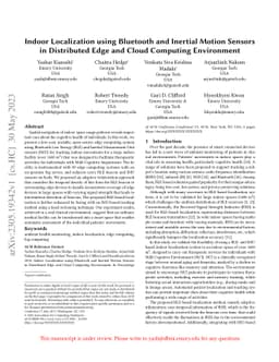 Indoor Localization using Bluetooth and Inertial Motion Sensors in
  Distributed Edge and Cloud Computing Environment