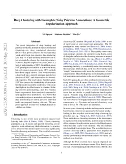 Deep Clustering with Incomplete Noisy Pairwise Annotations: A Geometric
  Regularization Approach