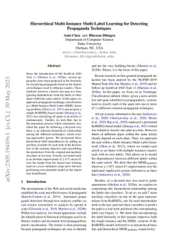 Hierarchical Multi-Instance Multi-Label Learning for Detecting
  Propaganda Techniques