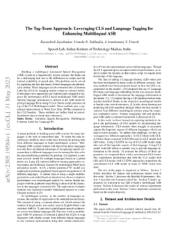 The Tag-Team Approach: Leveraging CLS and Language Tagging for Enhancing
  Multilingual ASR