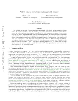 Active causal structure learning with advice