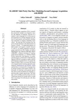 SLABERT Talk Pretty One Day: Modeling Second Language Acquisition with
  BERT