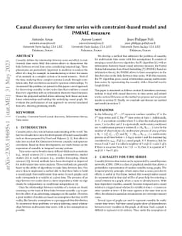 Causal discovery for time series with constraint-based model and PMIME
  measure