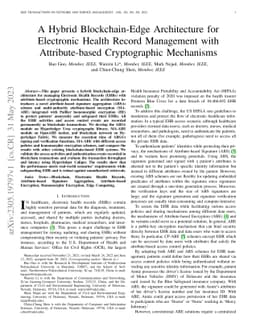 A Hybrid Blockchain-Edge Architecture for Electronic Health Records
  Management with Attribute-based Cryptographic Mechanisms