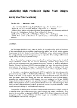 Analysing high resolution digital Mars images using machine learning
