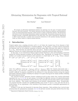 Alternating Minimization for Regression with Tropical Rational Functions