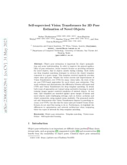 Self-supervised Vision Transformers for 3D Pose Estimation of Novel
  Objects