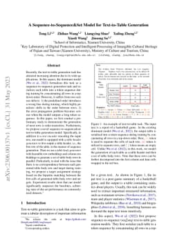A Sequence-to-Sequence&Set Model for Text-to-Table Generation
