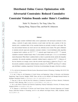 Distributed Online Convex Optimization with Adversarial Constraints:
  Reduced Cumulative Constraint Violation Bounds under Slater's Condition