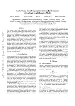 Audio-Visual Speech Separation in Noisy Environments with a Lightweight
  Iterative Model
