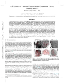 A Universal Latent Fingerprint Enhancer Using Transformers