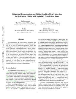Balancing Reconstruction and Editing Quality of GAN Inversion for Real
  Image Editing with StyleGAN Prior Latent Space