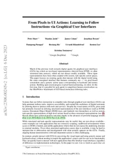 From Pixels to UI Actions: Learning to Follow Instructions via Graphical
  User Interfaces