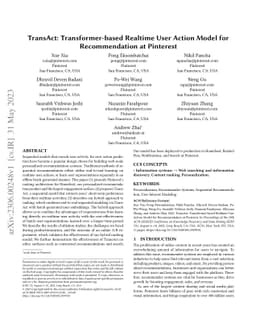 TransAct: Transformer-based Realtime User Action Model for
  Recommendation at Pinterest