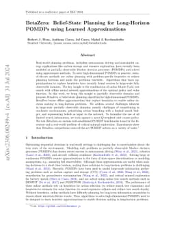 BetaZero: Belief-State Planning for Long-Horizon POMDPs using Learned
  Approximations