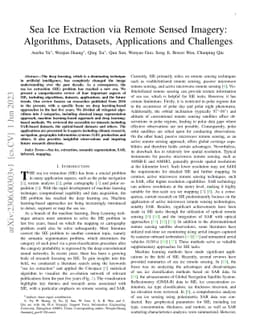 Sea Ice Extraction via Remote Sensed Imagery: Algorithms, Datasets,
  Applications and Challenges