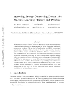 Improving Energy Conserving Descent for Machine Learning: Theory and
  Practice