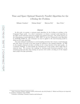 Time and Space Optimal Massively Parallel Algorithm for the 2-Ruling Set
  Problem
