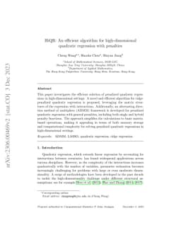 HiQR: An efficient algorithm for high-dimensional quadratic regression
  with penalties