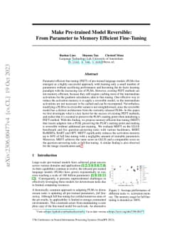 Make Pre-trained Model Reversible: From Parameter to Memory Efficient
  Fine-Tuning