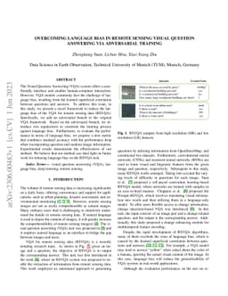 Overcoming Language Bias in Remote Sensing Visual Question Answering via
  Adversarial Training