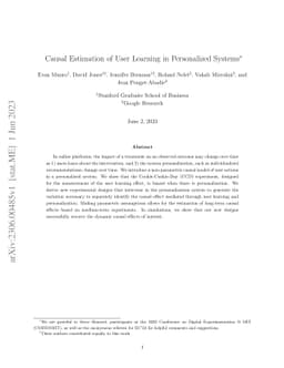 Causal Estimation of User Learning in Personalized Systems
