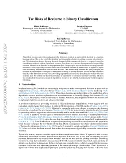 The Risks of Recourse in Binary Classification