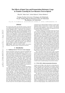 The Effects of Input Type and Pronunciation Dictionary Usage in Transfer
  Learning for Low-Resource Text-to-Speech
