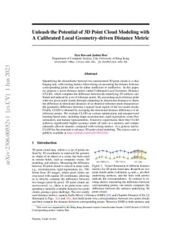 Unleash the Potential of 3D Point Cloud Modeling with A Calibrated Local
  Geometry-driven Distance Metric