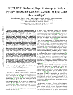 ExTRUST: Reducing Exploit Stockpiles with a Privacy-Preserving Depletion
  System for Inter-State Relationships