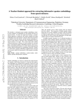 A Teacher-Student approach for extracting informative speaker embeddings
  from speech mixtures