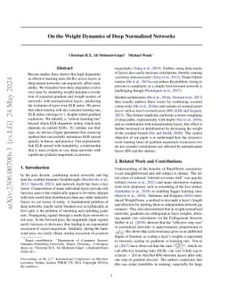 On the Weight Dynamics of Deep Normalized Networks