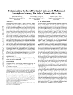 Understanding the Social Context of Eating with Multimodal Smartphone
  Sensing: The Role of Country Diversity