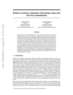Robust covariance estimation with missing values and cell-wise
  contamination