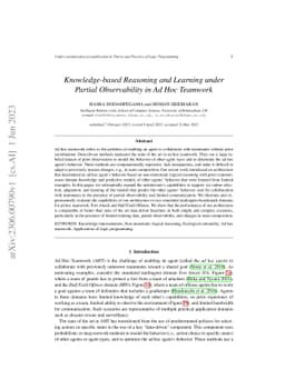 Knowledge-based Reasoning and Learning under Partial Observability in Ad
  Hoc Teamwork