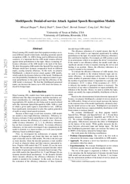 SlothSpeech: Denial-of-service Attack Against Speech Recognition Models