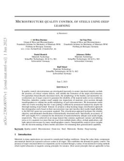 Microstructure quality control of steels using deep learning