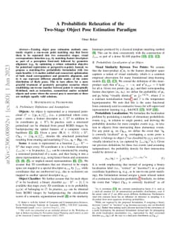 A Probabilistic Relaxation of the Two-Stage Object Pose Estimation
  Paradigm