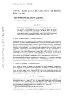 TopEx: Topic-based Explanations for Model Comparison