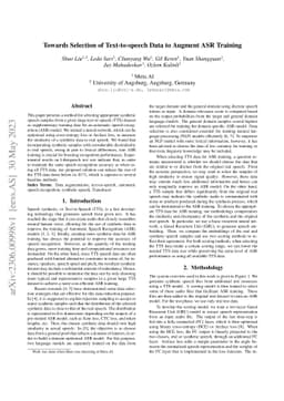 Towards Selection of Text-to-speech Data to Augment ASR Training